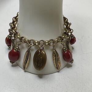 Chico's beaded bracelet burnished gold tone signed costume jewelry
